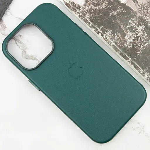 Шкіряний чохол Leather Case AAA with MagSafe and Animation для Apple iPhone 14 Pro Max 6.7 Forest Green - фото 4