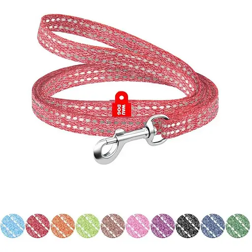 Повідець для котів та дрібних порід собак Waudog Re-cotton з відновленої бавовни світловідбиваючий, XS червоний - фото 3