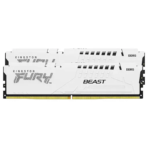 Модуль пам'яті для комп'ютера DDR5 32GB (2x16GB) 5200 MHz FURY Beast White Kingston Fury (ex.HyperX) (KF552C40BWK2-32) - фото 3