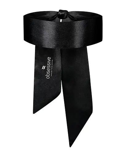 Атласна пов'язка маска Obsessive Blindfold black One size, чорна - фото 2
