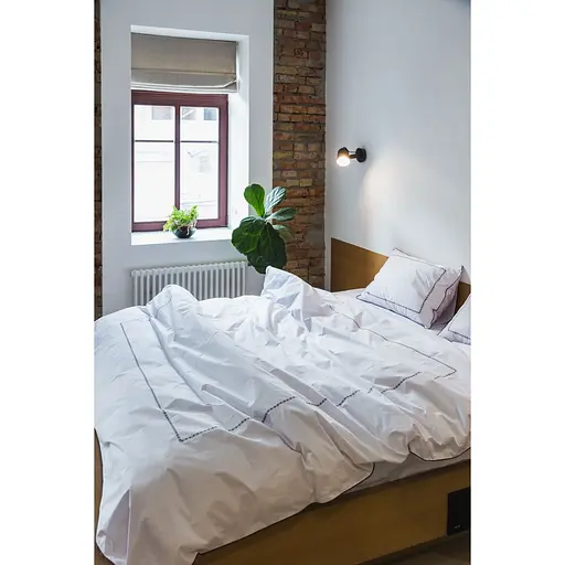 Комплект постільної білизни Ecotton Premium євро перкаль вишивка з графітовим кантом (25141) - фото 3