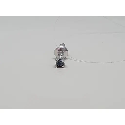 Серебряная моносерьга пуссета с фианитом. 3003.10С Чорный - фото 3