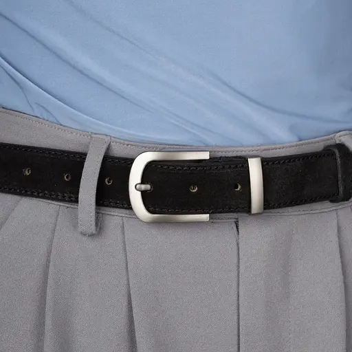 Ремінь жіночий замшевий JK-3049 чорний зі срібною пряжкою (105 см) - фото 5