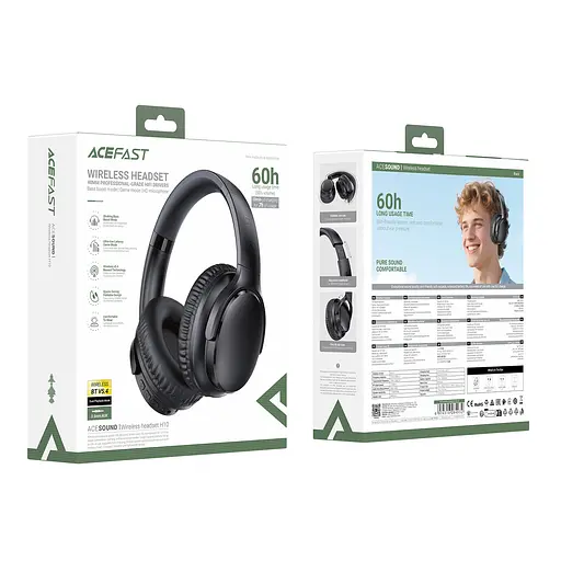 Навушники Acefast H10 wireless headset бездротові накладні чорні - фото 2