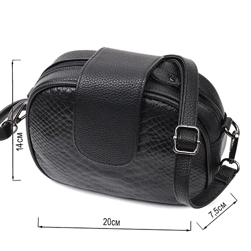 Фактурная сумка для женщин Vintage из натуральной кожи с тиснением под змею 20х14х7.5 см sum0028996 - фото 3