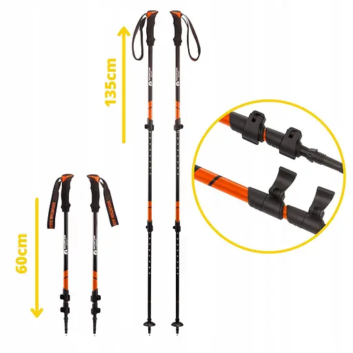 Треккинговые палки Mountain Goat Peak+ 60-135 см MG0006 Black/Orange (P-5907739318275) - фото 6