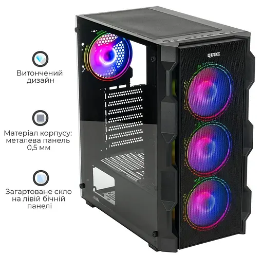 Корпус QUBE CORSAIR ARGB Black (CORSAIR_FMNU3) без блока питания - фото 3