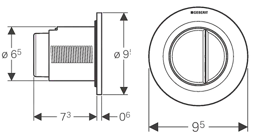 Пневматическая клавиша смыва Geberit Type01 белая 116.042.11.1, Белый - фото 3