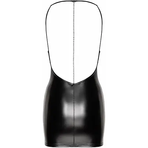 Платье Noir Handmade F307 Mirage wetlook Mini dress With jewelry rhinestOne chain - M - фото 5