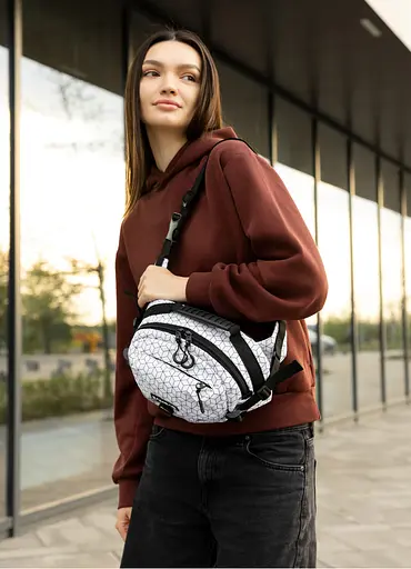 Сумка через плечо женская бананка Sambag Flex Pro принт "Square" 30×17×15 см (85451150) - фото 2