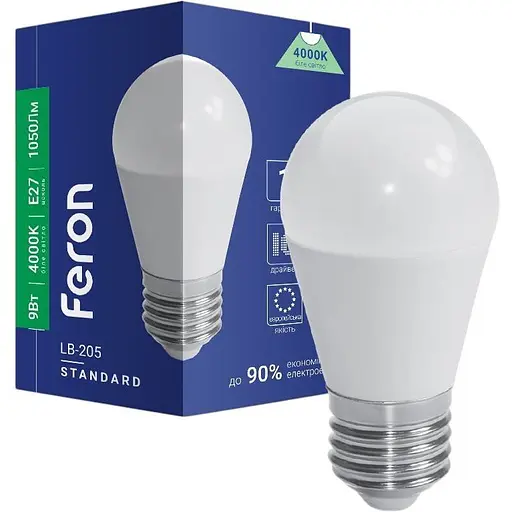 Світлодіодна лампа Feron LB-205 G45  230V 9W E27 4000K (40179)