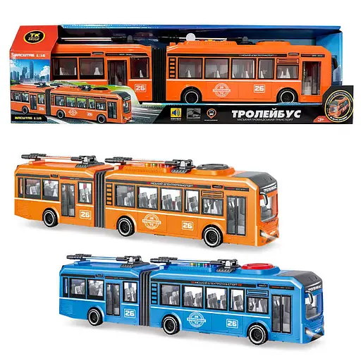 Троллейбус Авто Эксперт, 40 см, звук на украинском языке, песни, правила движения, инерция, 1:16 (В ассортименте) - фото 2