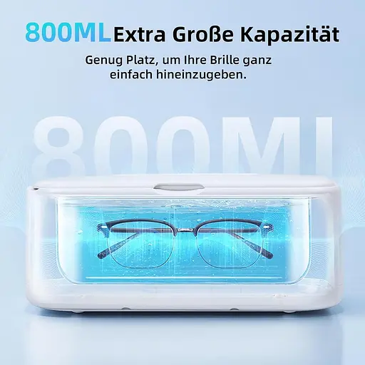 Ультразвуковой очиститель, 49000 Гц U-V Ультразвуковой очиститель с 5 режимами таймера — 800 мл Устройство для очистки очков - фото 4