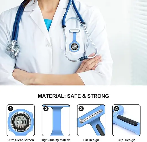 Годинник для медсестер Vicloon Брошка Силіконовий годинник для медсестер із затискачем Кишеньковий годинник для медсестер FOB - фото 7