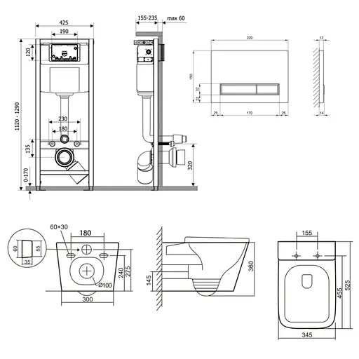 Набір Q-tap Nest 4 в 1 підвісний унітаз Tern Ultra Quiet 525x345x360 + комплект інсталяції QT17332303AW47511 - фото 8
