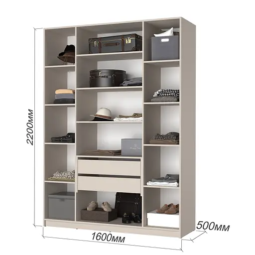 Шафа 4-дверна MebelStar Оскар ДСП BG, блок шухляд+полиці 160x52x220 см Антрацит (MBS-4690) - фото 3