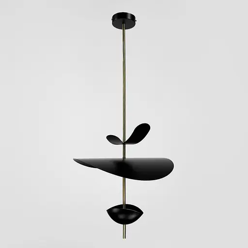 Дизайнерский светильник в черном корпусе с латунной трубкой Ø 60 см | Line F | Ст. MJ09-600 BK - фото 1