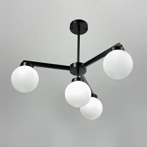 Чорна люстра на 4 білих плафони Ø 60 см | Арт. SGJ 6/4 BK+WT | Line F - фото 6