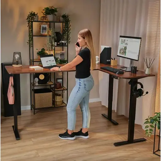 Компьютерный угловой стол Di Volio Trani с регулируемой высотой коричневый - фото 2