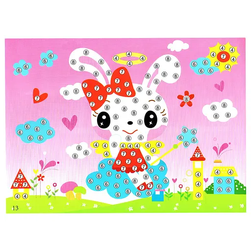 Детская мозаика по номерам "Зайчик" 13-126-6 разноцветные камешки