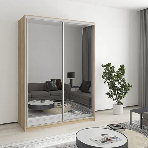 Шафа-купе дводверна MebelStar Стандарт AL 2 Дзеркала 150x45x210 см Дуб сонома (MBS-2482)