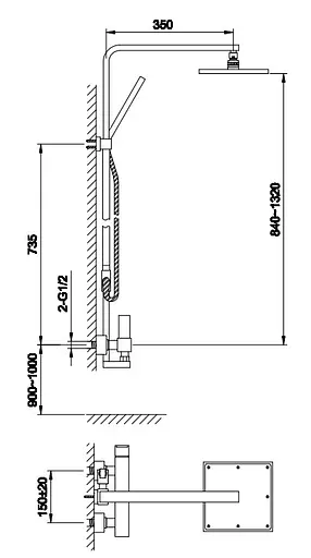 Душова система Kohlman Excelent chrome QW276H, Хром - фото 2