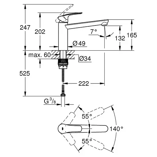 Змішувач для мийки Grohe EuroSmart одноважільний Хром 30412 - фото 4