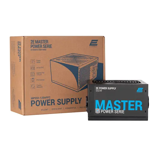 Блок живлення 2E MASTER POWER (550W), >80, 80+ White, 120mm, 1xMB 24pin(20+4), 1xCPU 8pin(4+4), 3xMolex, 5xSATA, (2E-MP550-120APFC) - фото 8