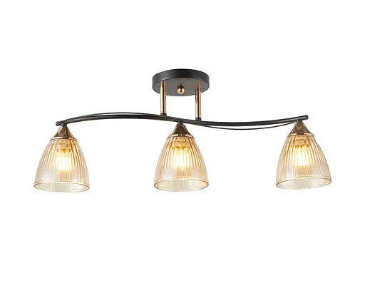 Люстра стельова на 3 плафони 6377-3 (Чорний+Золото)