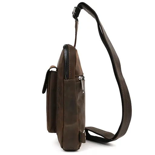 Мужской коричневый слинг из кожи крейзи хорс TARWA 27.5х18х4 см sum0028235 - фото 3