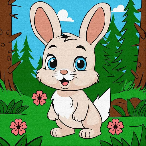 Набор для росписи по номерам для детей 5+ Волшебный зайчик, 25x25 см, КНО6112