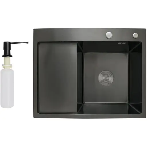 Кухонная мойка Lidz Handmade 3.0/1.0 мм H6350BL LDH6350BLPVD45589 - фото 1