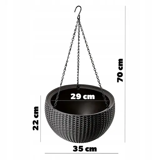 Горшок для растений Keter Rattan Hanging Sphere с цепочками подвесной темно-коричневый 8.6 л - фото 10