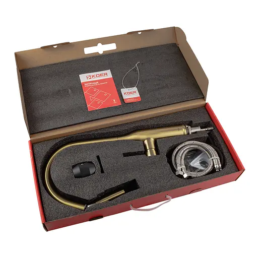 Смеситель для кухни с выдвижным изливом Koer KI-70004-12 KR5004 Золотой - фото 5