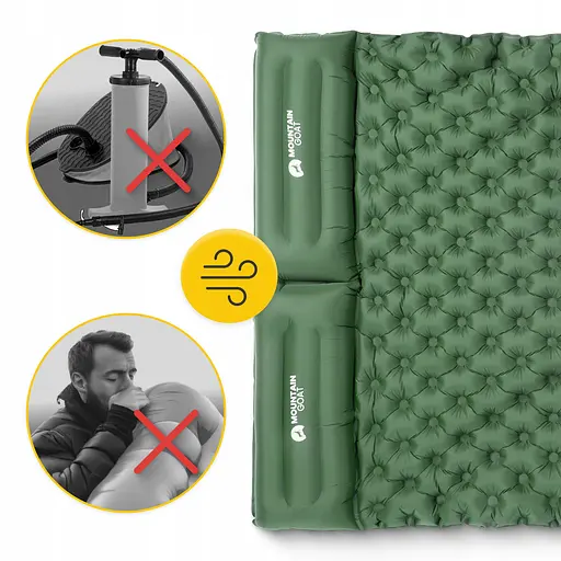 Килимок (каремат) надувний Mountain Goat 200 x 120 x 7 см двомісний з вбудованим насосом Navy Green (P-5905973403573) - фото 8