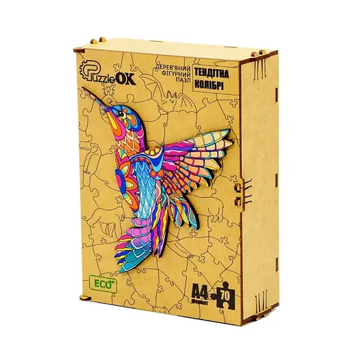 Фігурний дерев#039;яний пазл A4 Тендітна Колібрі PuzA4-04107, 70 деталей