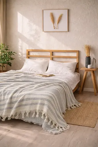 Плед-покривало Cotton TURComFor бавовна сірий євро 200х220 см TC303375966 - фото 1