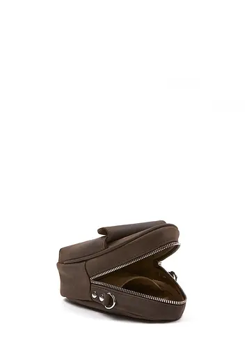 Шкіряна жіноча міні-сумка Kroha темно-коричнева vintage - фото 6