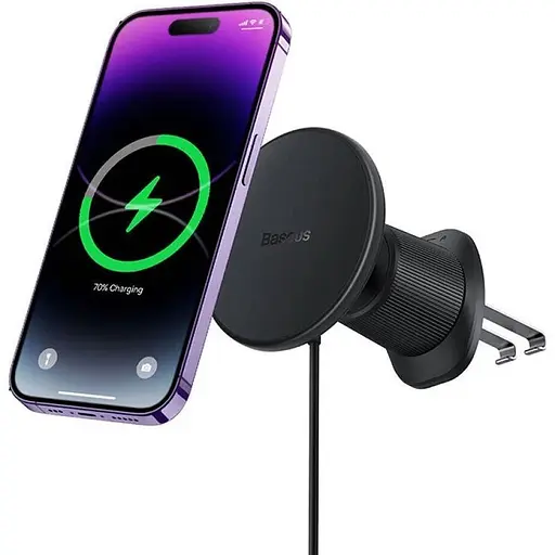 Автодержатель с беспроводной зарядкой Baseus CW01 Magnetic Wireless 15W Black (C40141001111-00) [143780] - фото 2