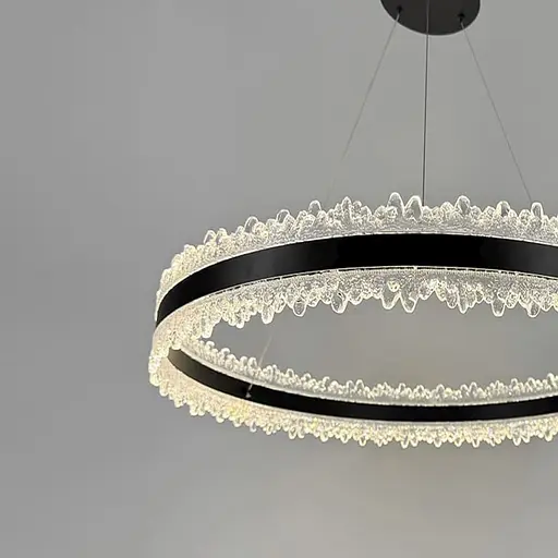 Волшебная подвесная люстра в черном корпусе с кольцом Ø 60 см | Ст. MJ304-600 BK | Line F - фото 5