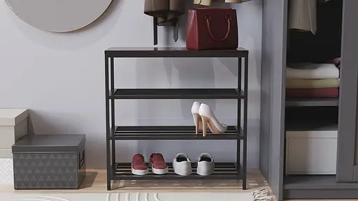 Полиця для взуття Слайм 3 Ferrum-decor 635x630x260 Чорний метал ДСП Венге Магія 16 мм (FRD-105157)