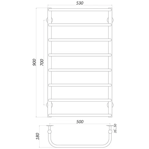 Полотенцесушитель UNIO LS ER 900-500-8 Лестница Скоба (21610) - фото 5