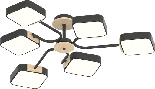 Потолочный светильник XI3348-6 Черный + Дерево