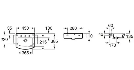 Умивальник Roca Hall A327624000, Білий - фото 2