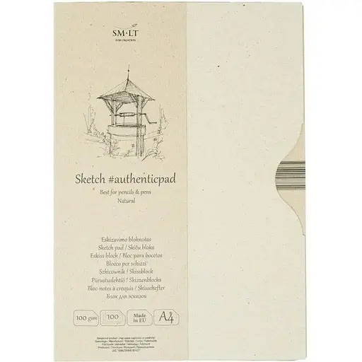 Склейка для ескізів в папці SM-LT Art Authentic А4 100г/м2 100л натуральний колір - фото 1