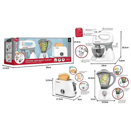 Дитячий кухонний набір, тостер, блендер, міксер, підсвічування, F2319 - фото 2