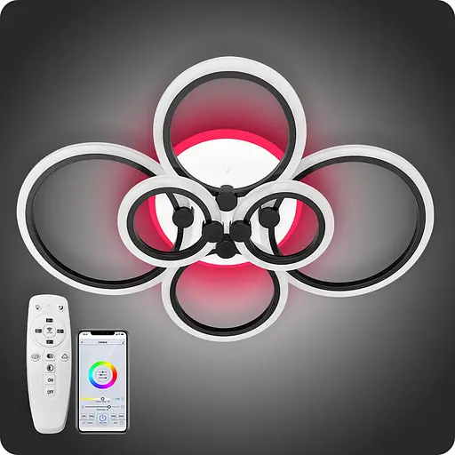 Люстра світлодіодна 517 Dlight 3color з пультом 105Вт Чорний (01914) - фото 2