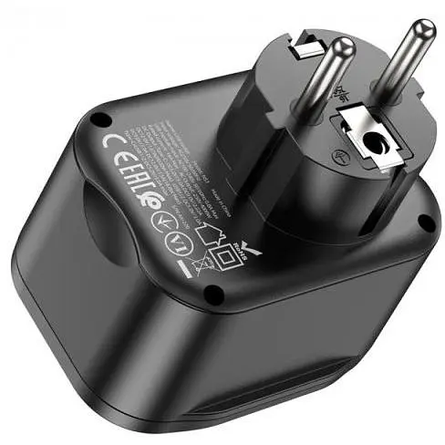 Мережевий фільтр HOCO NS3 на 1 розетку + 2 USB + USB-C, 20W, 220В, Black - фото 3