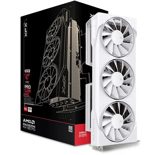 Видеокарта XFX AMD Radeon RX 9070 16GB Swift White Triple Fan Gaming Edition OC (RX-97SWFB3W9) (GDDR6, 256 bit, PCI-E v5.0 x16) - фото 5