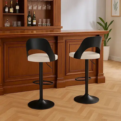 Комплект барних стільців Costway Navare екошкіра чорно-білий - фото 4